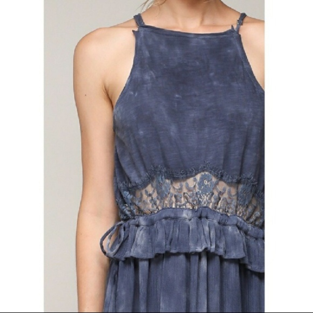 Bohemian Mineral Washed Tie Dye & Lace Maxi Dress - Picture 8 of 8